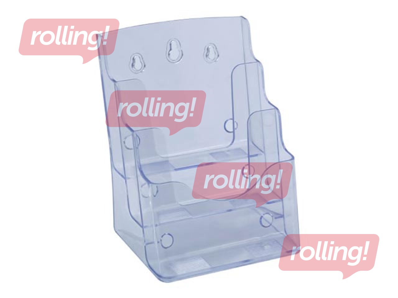 Bukletu turētājs, brīvi stāvošs vai stiprināms pie sienas, ar 3 kabatām, A5