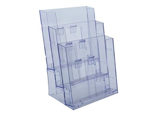 Bukletu turētājs, daudzfunkcionāls, brīvi stāvošs vai stiprināms pie sienas, ar 3 kabatām, A4