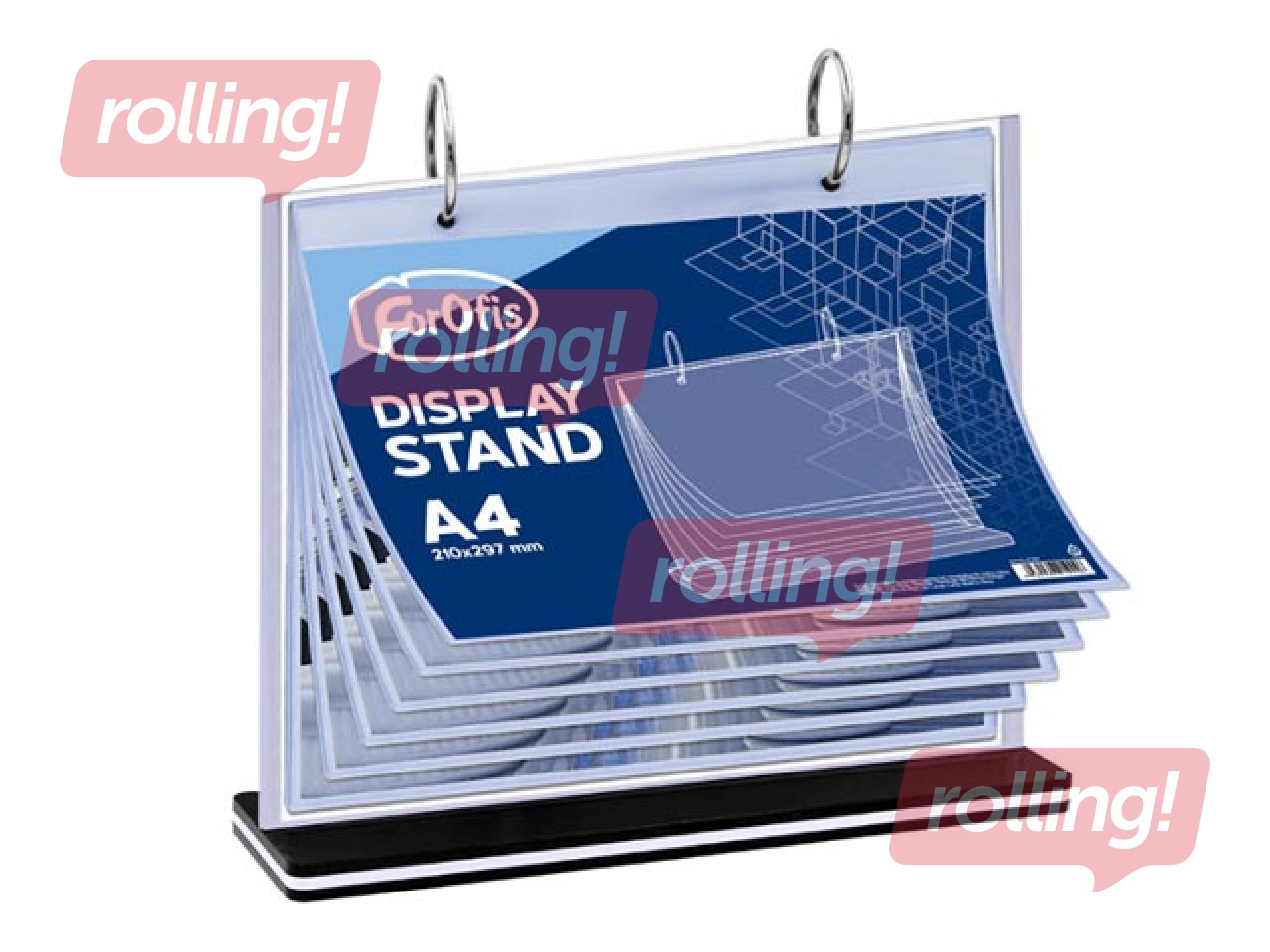 Galda displejs, T-veida, A4, 6 kabatas, horizontāls