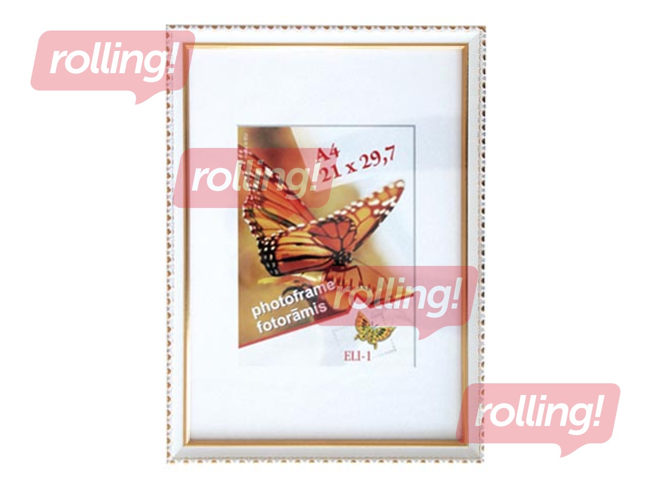 Foto rāmis Osaka, A4, plastikāta, balts ar zeltītu rakstu