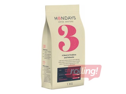 Kafijas pupiņas Mondays Nr.3, arabica un robusta, 1kg