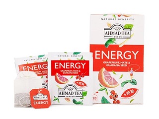 Tēja Ahmad, greipfrūtu, matē un guarana sēklu, Energy, folija konvertos, 20 gab.