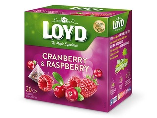 Tēja augļu Loyd Pyramids ar dzērveņu un aveņu garšu, 20x2 g