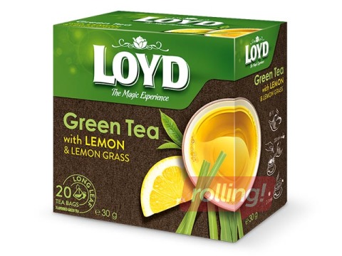 Tēja zaļā Loyd ar citronu un citronzāles garšu, 20x1,5 g