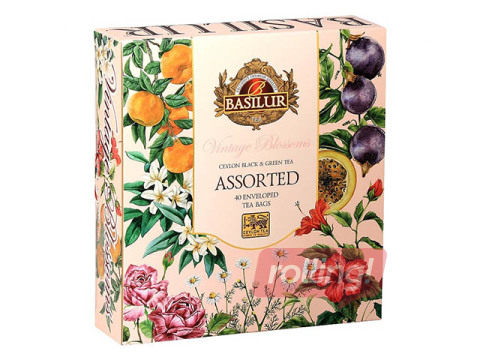Tēja melnā un zaļā Basilur Vintage Blossoms Assorted, 40 pac.