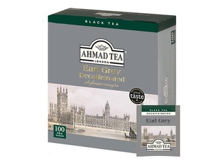 Tēja melnā Ahmad Decaff Earl Grey, follija pac., 100 pac.