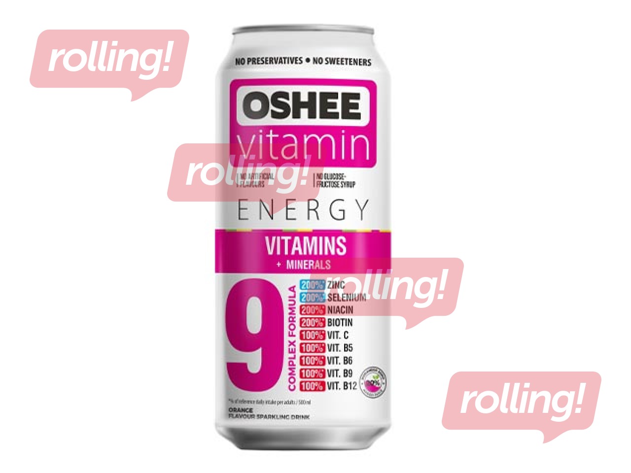 Gāzēts dzēriens Oshee vitaminizēts, vitamīni+minerālvielas, skārdene, 500ml