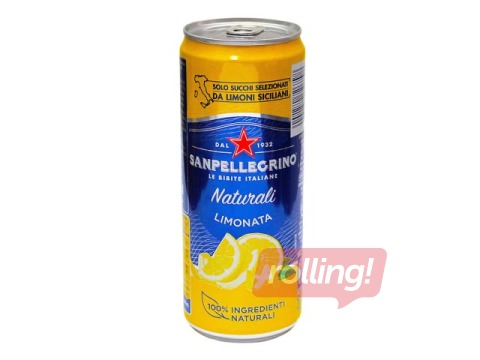 Gāzēts dzēriens Sanpellegrino Lemon, skārdene, 330ml (Taras depozīts iekļauts cenā)