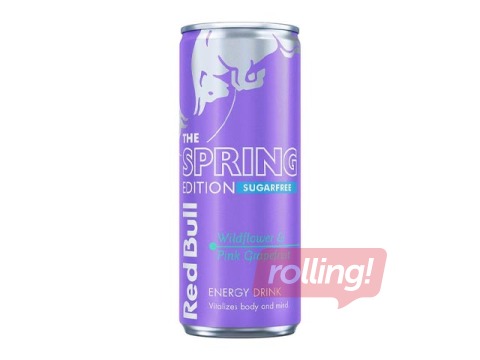 Enerģijas dzēriens Red Bull, Spring, rozā greipfrūts, bez cukura, 250ml (Taras depozīts iekļaut