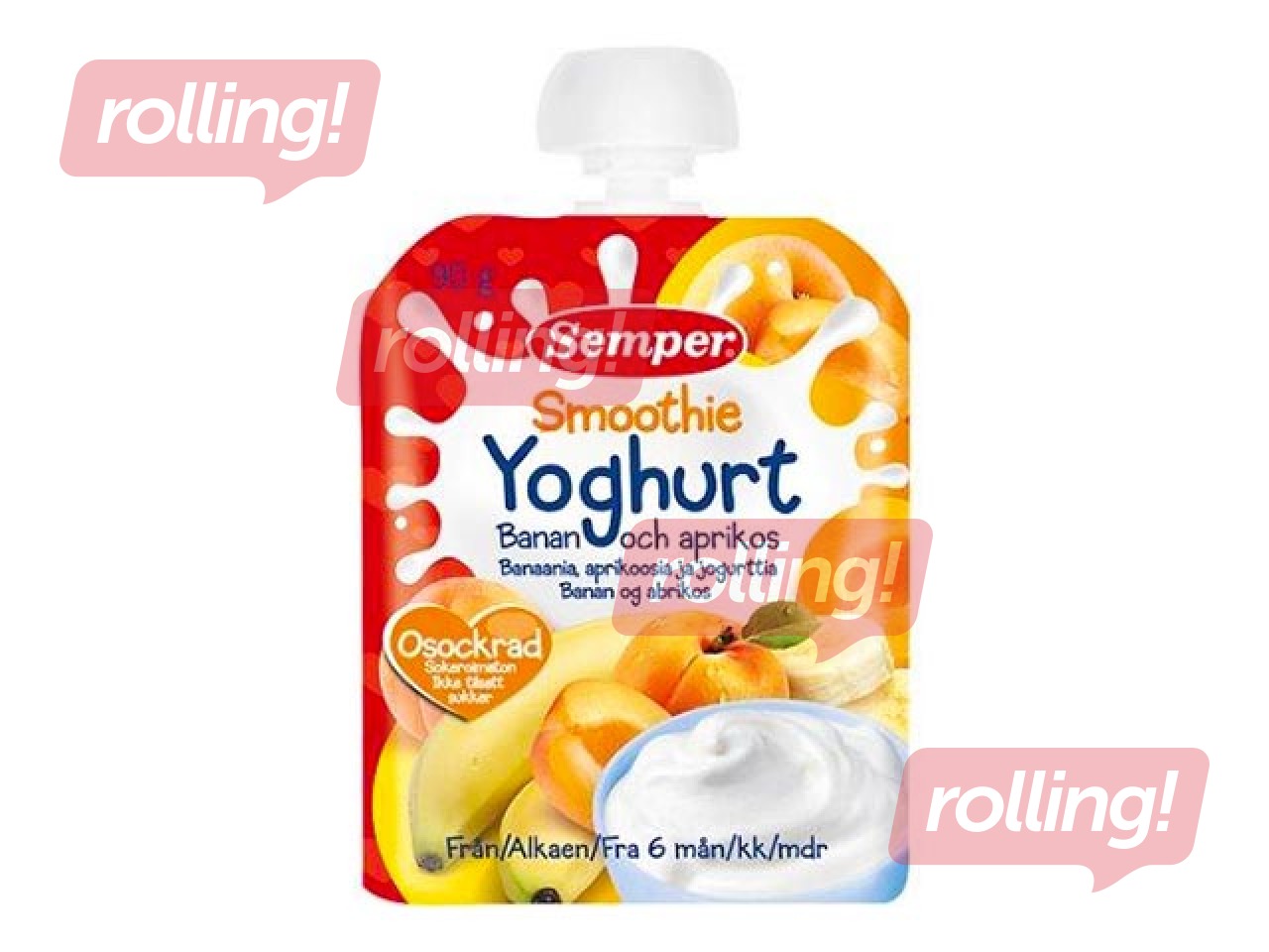 Jogurts ar aprikozēm un banāniem, no 6 mēn., Semper 90g (Minimālais pasūtījums 6 gab.)