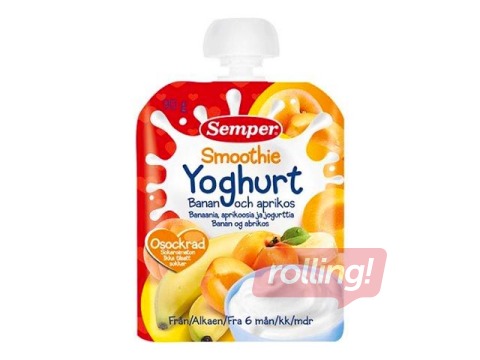Jogurts ar aprikozēm un banāniem, no 6 mēn., Semper 90g (Minimālais pasūtījums 6 gab.)