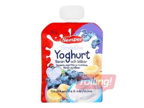 Jogurts ar banāniem un mellenēm, no 6 mēn., Semper 90g (Minimālais pasūtījums 6 gab.)