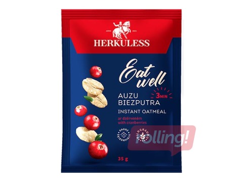 Auzu pārslu biezputra Herkuless, ar dzērveņu gabaliņiem, 35g