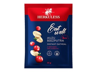 Auzu pārslu biezputra Herkuless, ar dzērveņu gabaliņiem, 35g