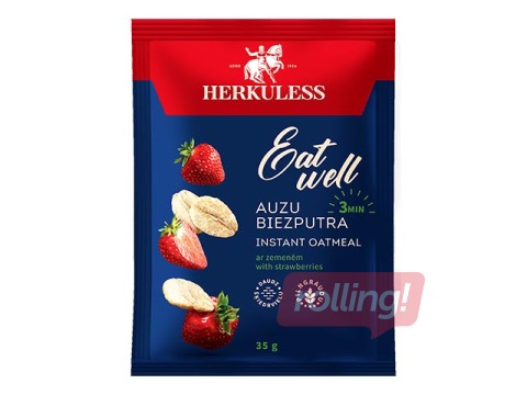 Auzu pārslu biezputra Herkuless, ar zemeņu gabaliņiem, 35g