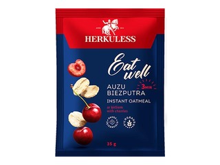 Auzu pārslu biezputra Herkuless, ar ķiršu gabaliņiem, 35g