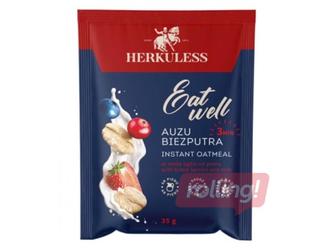 Auzu pārslu biezputra Herkuless, ar meža ogu gabaliņiem un pienu, 35g