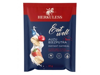 Auzu pārslu biezputra Herkuless, ar meža ogu gabaliņiem un pienu, 35g