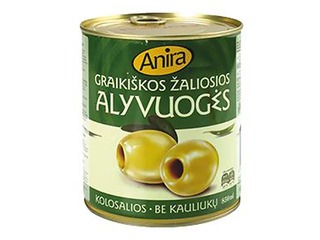 Zaļās olīvas ANIRA, bez kauliņiem, 0.38kg / 0.82kg 