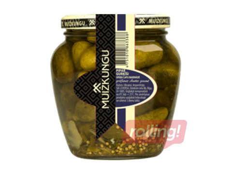 Konservēti pipargurķīši, MUIŽKUNGU, upeņu lapu marinādē, 530g