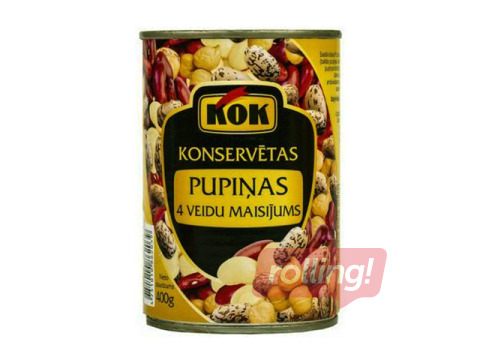 Konservētas pupiņas, KOK, 4 veidu maisījums, 400g