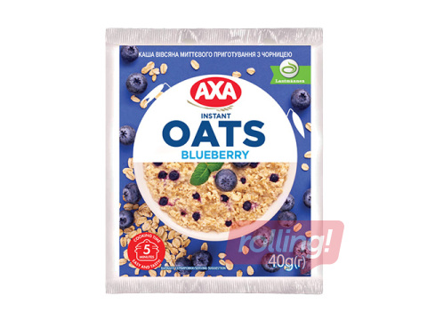 Ātri pagatavojamā auzu pārslu biezputra, AXA, ar mellenēm, 40g