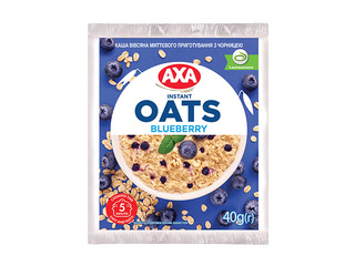 Ātri pagatavojamā auzu pārslu biezputra, AXA, ar mellenēm, 40g