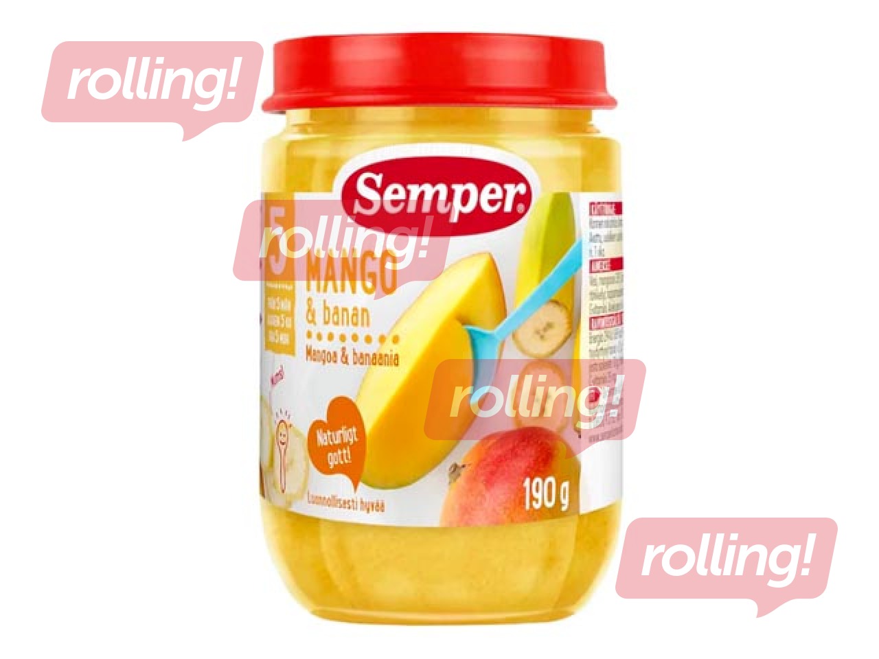 Biezenis ar mango un banāniem Semper, no 5 mēnešiem 190g (Minimālais pasūtījums 6 gab.)