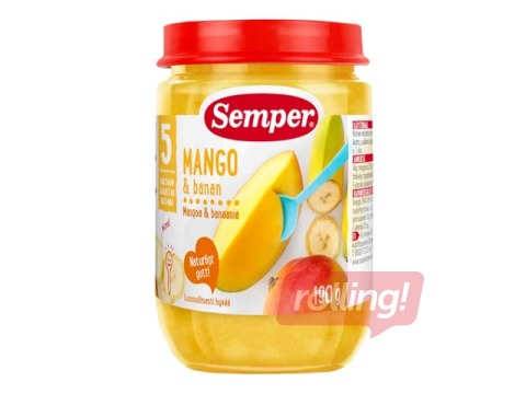 Biezenis ar mango un banāniem Semper, no 5 mēnešiem 190g (Minimālais pasūtījums 6 gab.)