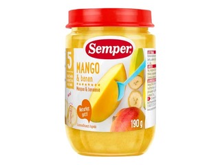 Biezenis ar mango un banāniem Semper, no 5 mēnešiem 190g (Minimālais pasūtījums 6 gab.)