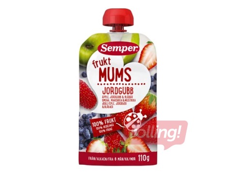 Biezenis ar zemenēm, Semper Fruktmums, no 6 mēnešiem, 110g (Minimālais pasūtījums 6 gab.)