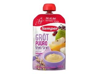 Putra graudu, bumbieru, mango, banānu, ābolu Semper, no 6 mēnešiem, 120g (Minimālais pasūtījums 6 gab.)
