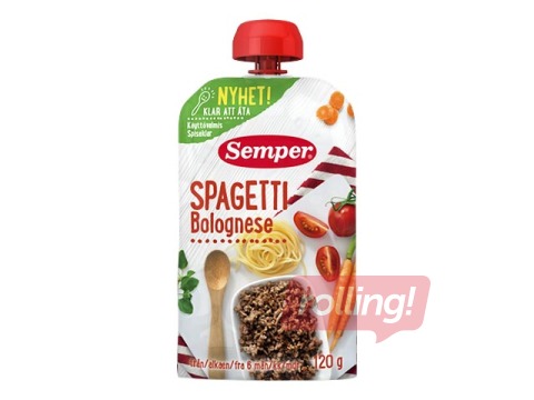 Spageti boloņas mērcē Semper, no 6 mēnešiem, 120g (Minimālais pasūtījums 6 gab.)
