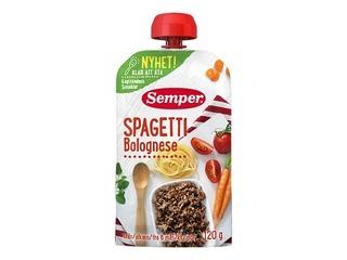 Spageti boloņas mērcē Semper, no 6 mēnešiem, 120g (Minimālais pasūtījums 6 gab.)