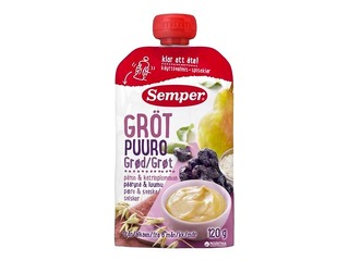 Putra graudu, bumbieru, plūmju Semper, no 6 mēnešiem, 120g (Minimālais pasūtījums 6 gab.)