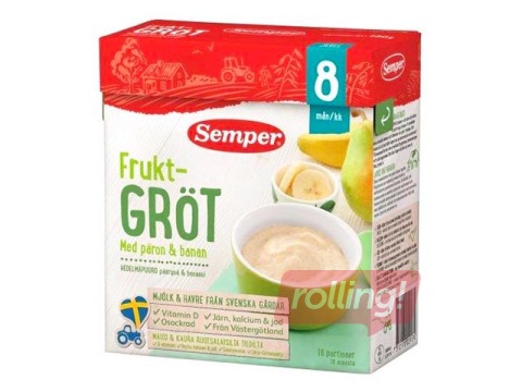 Augļu putra ar bumbieriem un banāniem Semper, no 8 mēnešiem, 480g