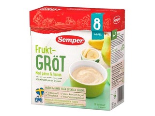 Augļu putra ar bumbieriem un banāniem Semper, no 8 mēnešiem, 480g