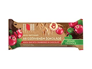 Musli batoniņš Flora ar dzērvenēm šokolādē, 40 g
