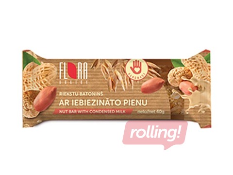 Batoniņš Flora rieksti ar iebiezināto pienu, 40 g