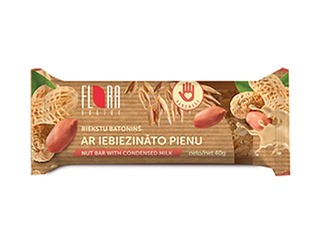 Batoniņš Flora rieksti ar iebiezināto pienu, 40 g