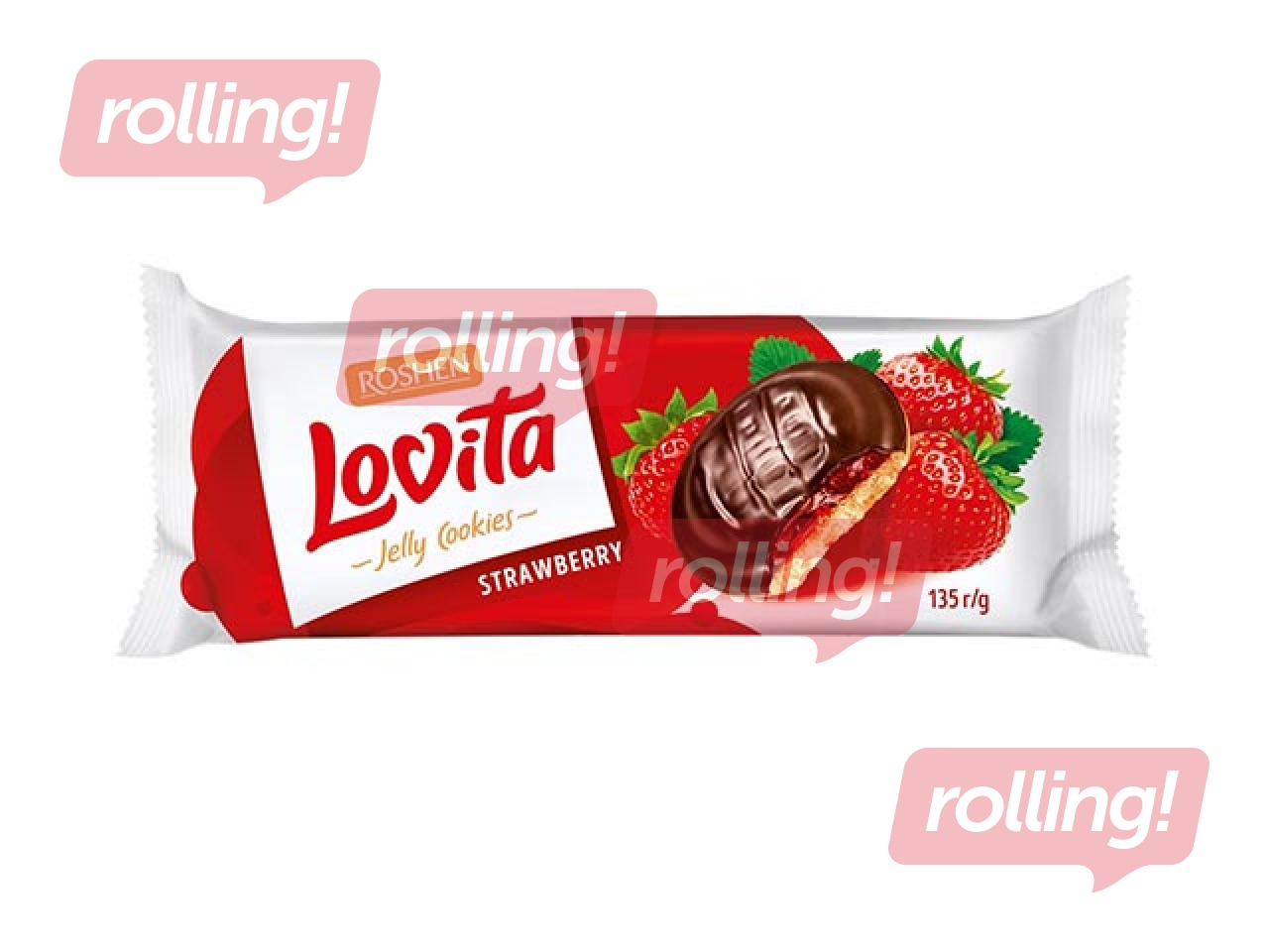 Cepumi Lovita ar zemeņu želeju, Roshen, 135g