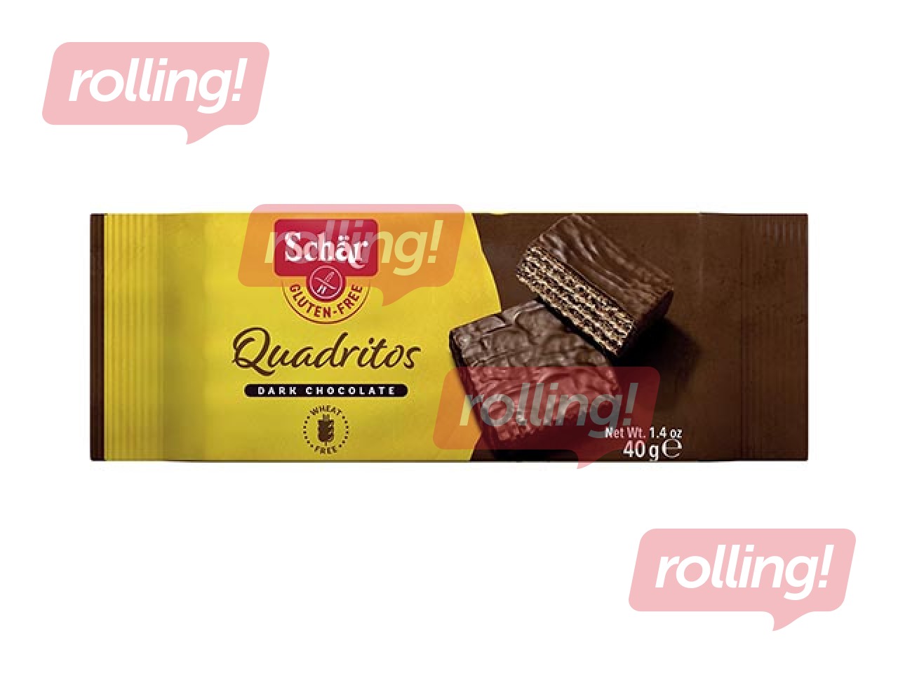 Bezglutēna vafeļu batoniņš Schär, Quadritos, 40g