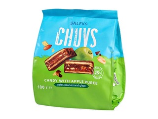 Glazētas vafeļu konfektes Chuvs, ar āboliem un zemesriekstiem, 180g 