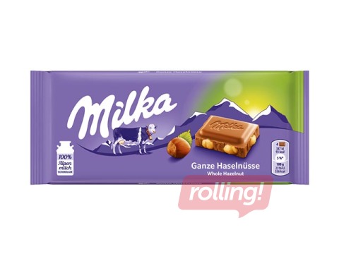 Šokolāde piena ar veseliem lazdu riekstiem Milka, 100 g