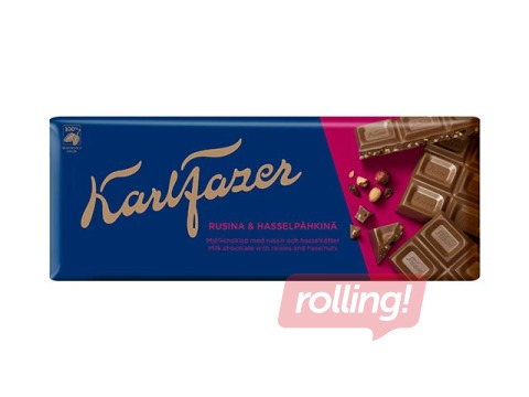Piena šokolāde ar riekstiem un rozīnēm Karl Fazer, 200 g