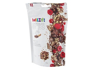 Rudzu kraukšķi tumšajā šokolādē ar avenēm Milzu Chocolate Bites, 100 g 