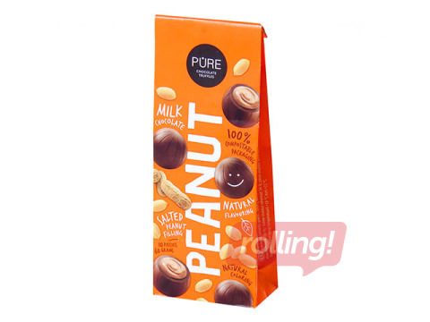 Piena šokolādes trifeles Pure Chocolate ar zemesriekstu pildījumu, 60g