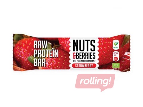 Batoniņš Raw Protein, zemeņu Bio, 30g