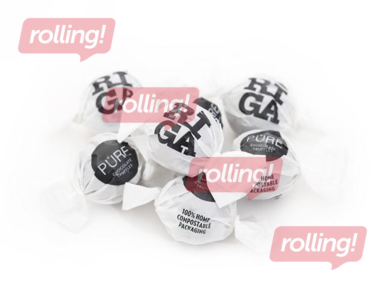 Piena šokolādes trifeles Pure Chocolate ar melleņu jogurta krēma pildījumu Rīga, 1 kg