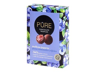 Piena šokolādes trifeles Pure Chocolate ar melleņu jogurta krēma pildījumu, 202 g